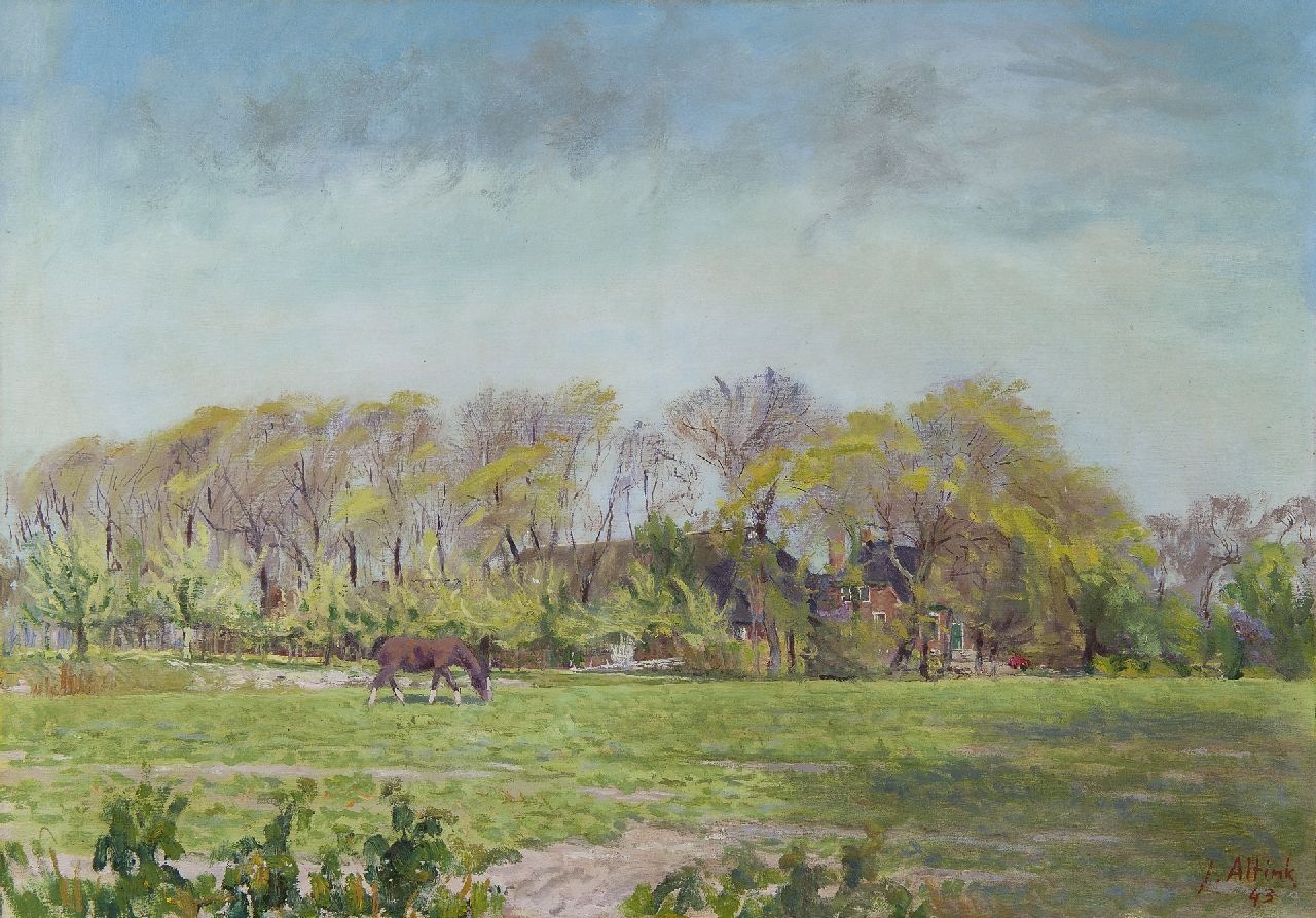 Altink J.  | Jan Altink, Boerderij 'Huninga' bij Pieterburen, olieverf op doek 50,0 x 70,6 cm, gesigneerd rechtsonder en gedateerd '43