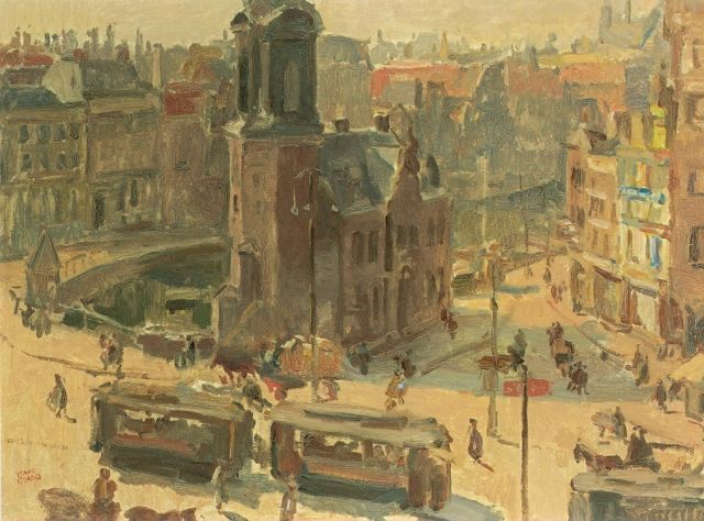 Israels I.L.  | Zicht op het Muntplein, Amsterdam, olieverf op doek 73,0 x 101,5 cm, gesigneerd l.l. en omstreeks 1918