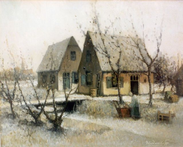Henri van Daalhoff | Boerderij in de winter, olieverf op doek, 37,2 x 46,2 cm, gesigneerd r.o.