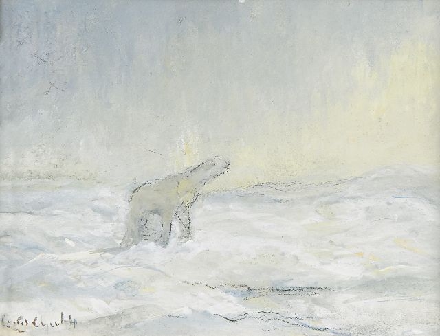 Apol L.F.H.  | IJsbeer op de Noordpool, gouache op papier 10,9 x 14,3 cm, gesigneerd l.o. en te dateren 1935-1936