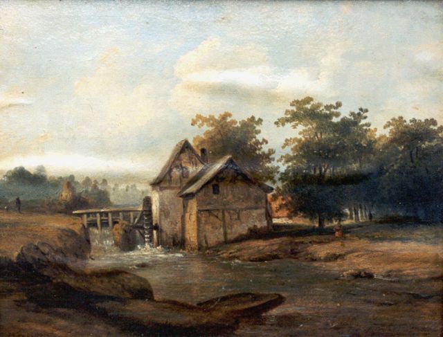 Tom J.B.  | Watermolen, olieverf op doek 34,9 x 45,1 cm, gesigneerd l.o. en gedateerd 1857