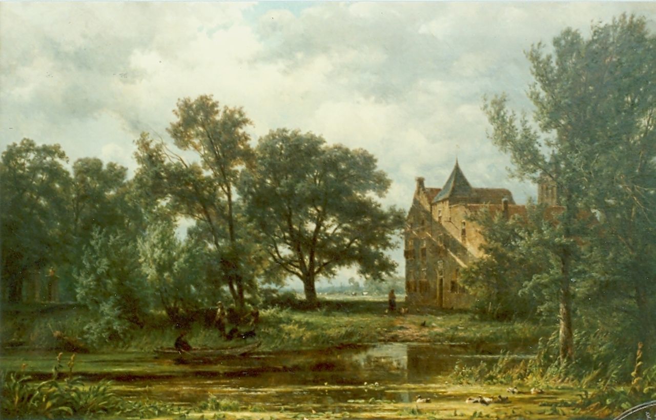 Borselen J.W. van | Jan Willem van Borselen, View of a castle, oil on canvas 65.8 x 105.0 cm, signed l.l. and dated 1866