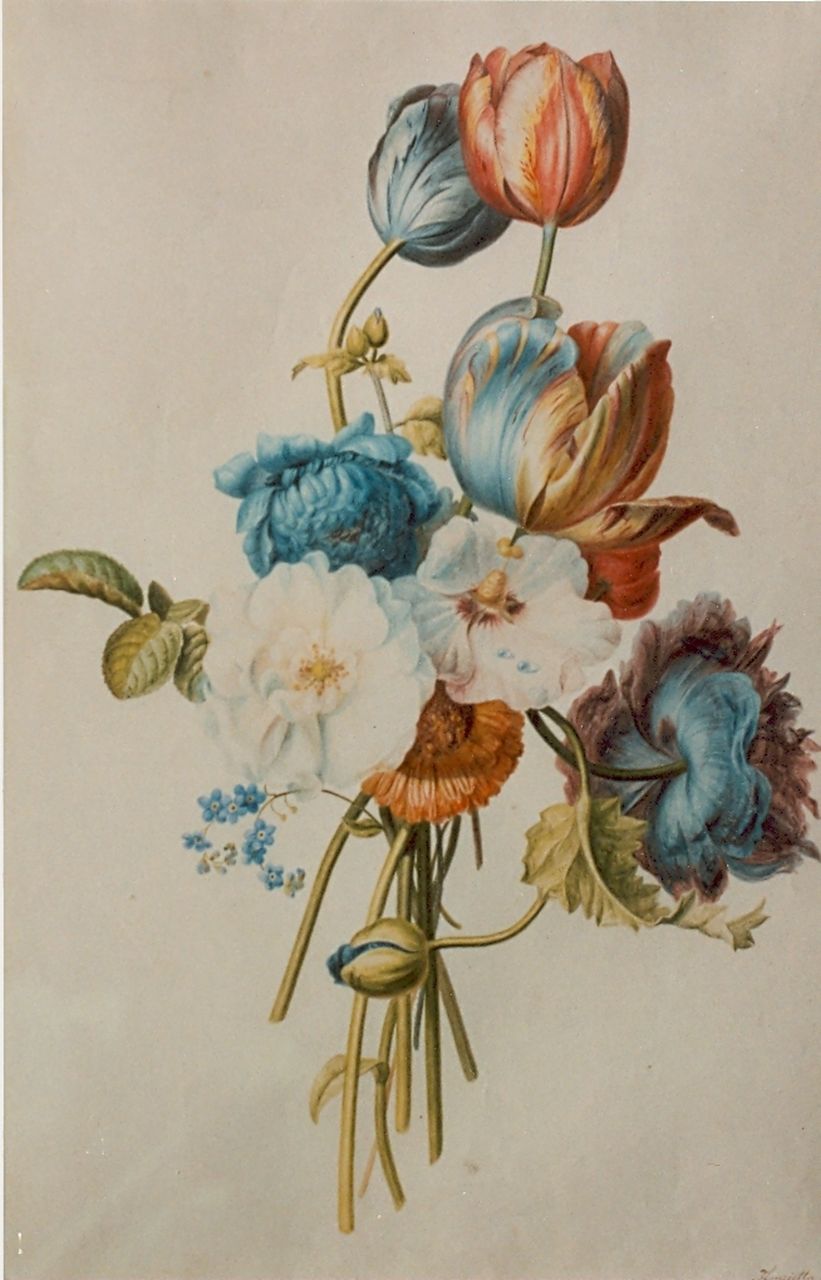 Knip H.G.  | 'Henriëtte' Geertruida Knip, A flower still life, watercolour on paper 52.5 x 35.5 cm, signed l.r.