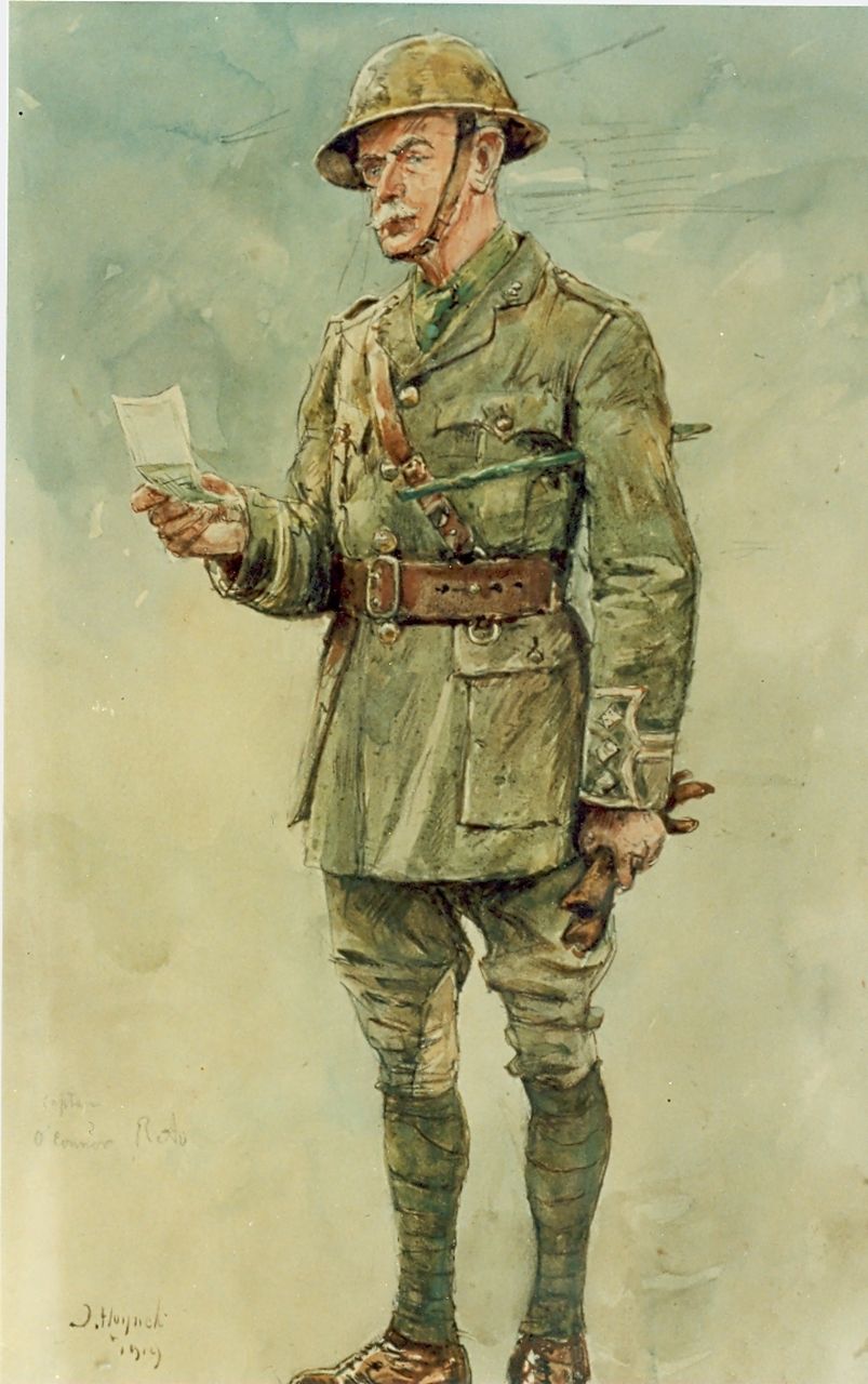 Hoynck van Papendrecht J.  | Jan Hoynck van Papendrecht, Captain O'Connor, watercolour on paper 35.0 x 22.5 cm, signed l.l. and dated 1919