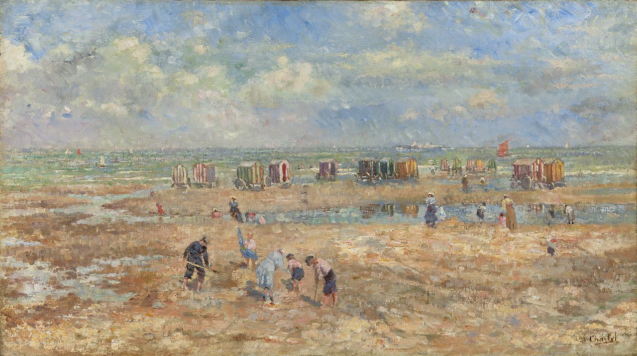 Charlet E.  | Emile Charlet, A summer day at the beach, oil on canvas 41.4 x 73.4 cm, signed l.r.