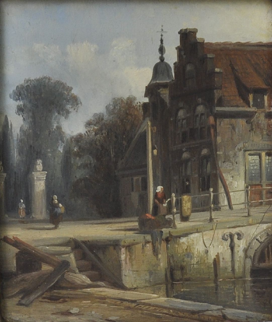Bommel E.P. van | Elias Pieter van Bommel, Stadsgezicht i.o., olieverf op paneel 12,0 x 16,0 cm