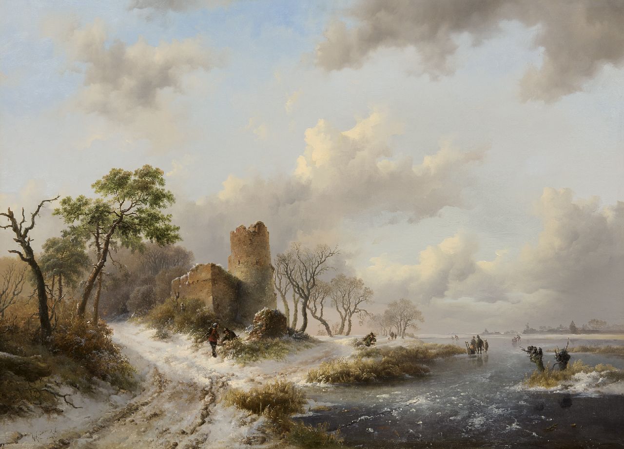 Frederik Marinus Kruseman | Paintings for Sale | A winter landscape ...