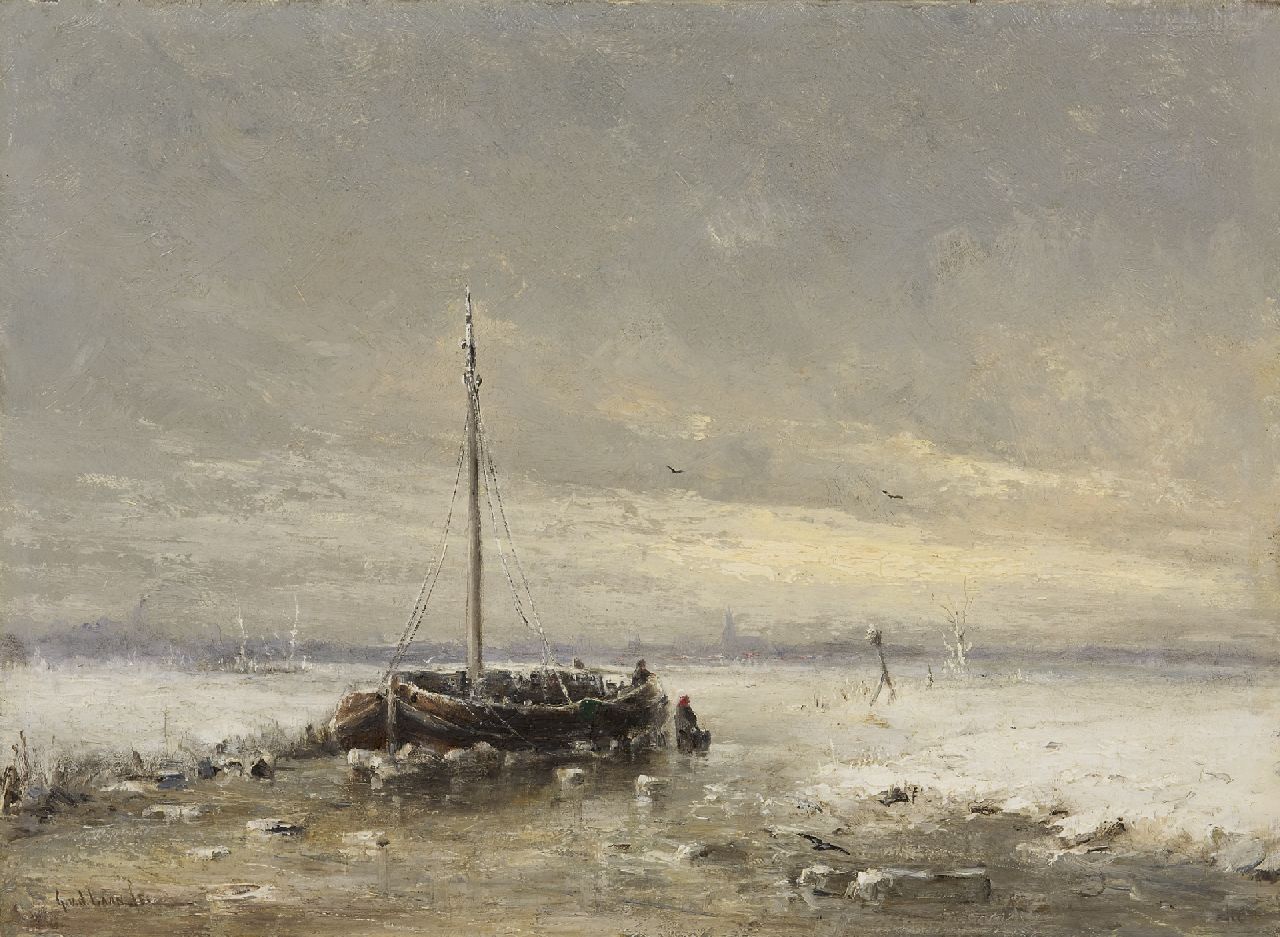 Gerard van der Laan | A frozen ship, oil on panel, 31.1 x 42.5 cm, signed l.l. and without frame