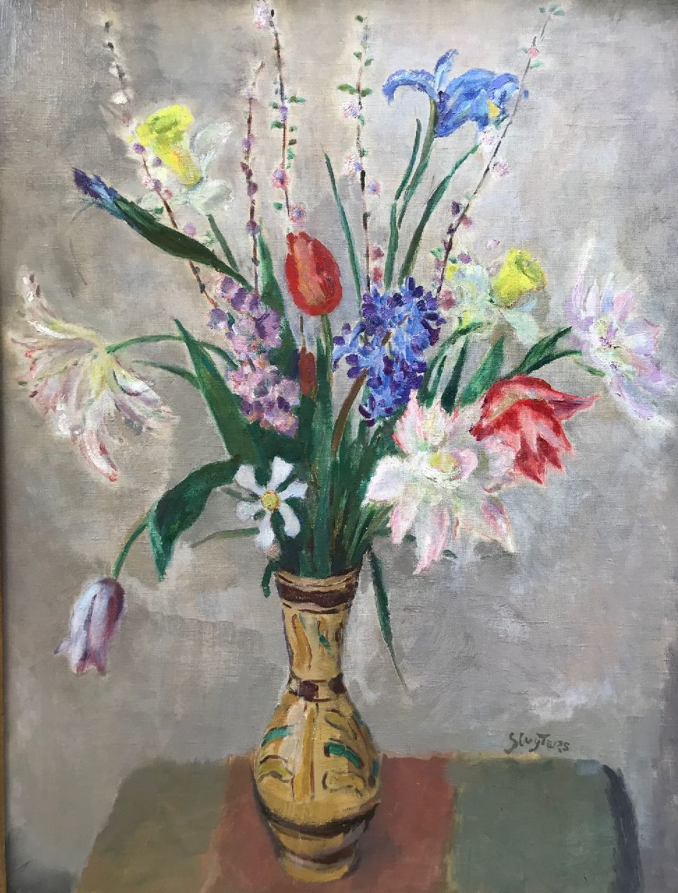 Sluijters E.  | Elisa 'Lies' Sluijters | Schilderijen te koop aangeboden | Voorjaarsbloemen, olieverf op doek 60,5 x 79,5 cm