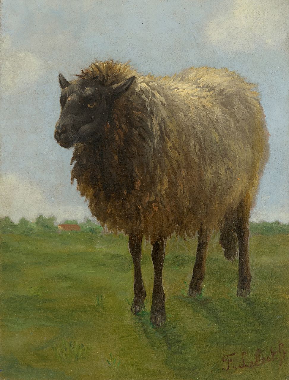 Lebret F.  | Frans Lebret | Paintings offered for sale | Sheep, oil on panel 19.3 x 14.5 cm, signed l.r. and without frame
