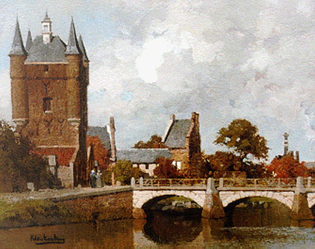 Klinkenberg J.C.K.  | Johannes Christiaan Karel Klinkenberg, View of the Zuydthavenpoort, Zierikzee, oil on panel 20.0 x 27.0 cm, signed l.r.