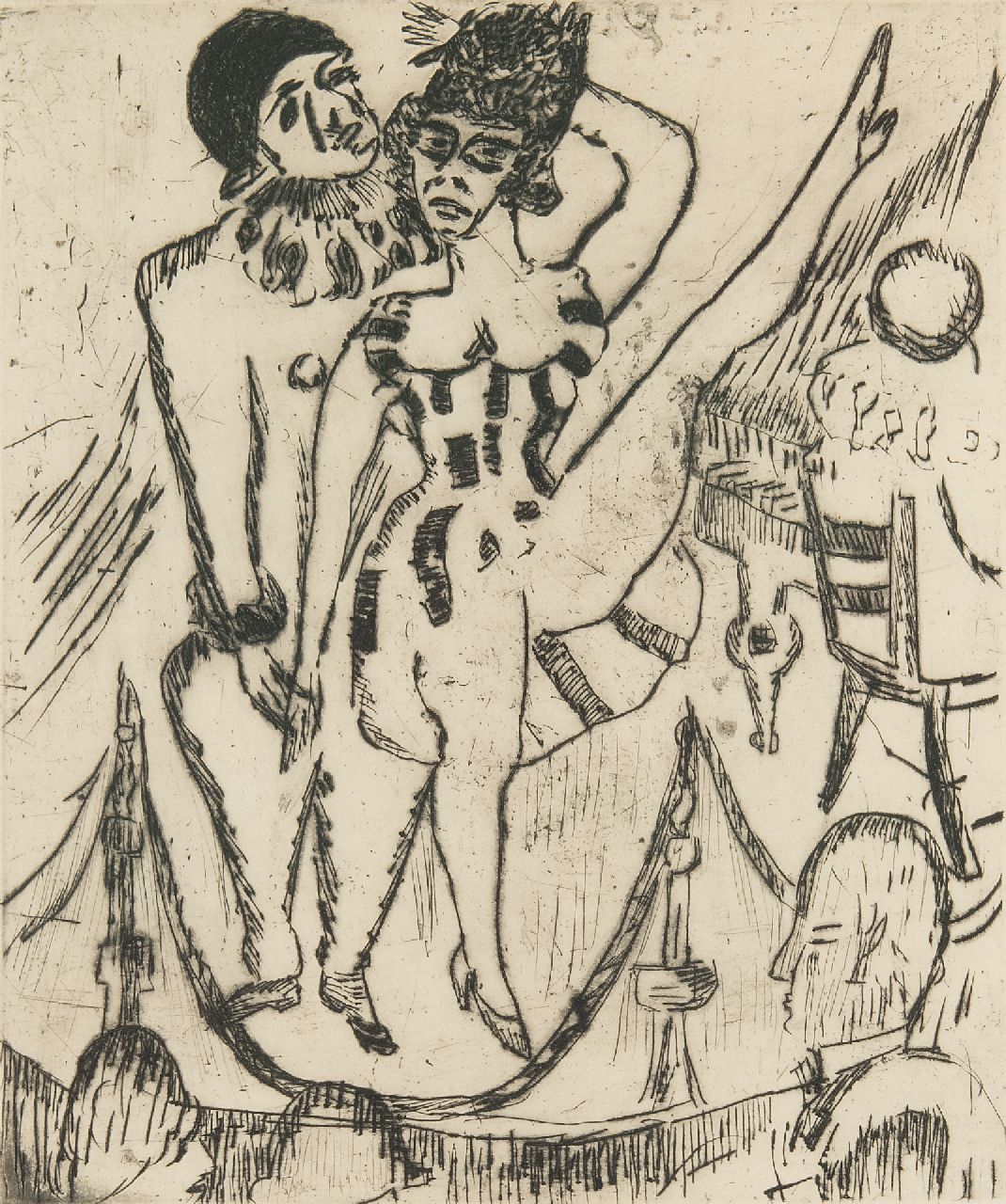 Wiegers J.  | Jan Wiegers, Variety show, etching 26.0 x 21.8 cm, signed l.r. (in pencil) and dated '24 (in pencil)