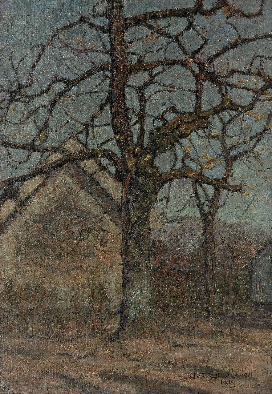 Jan Adam Zandleven | Tree, oil on canvas laid down on board, 50.5 x 35.5 cm, signed l.r. and dated 1909