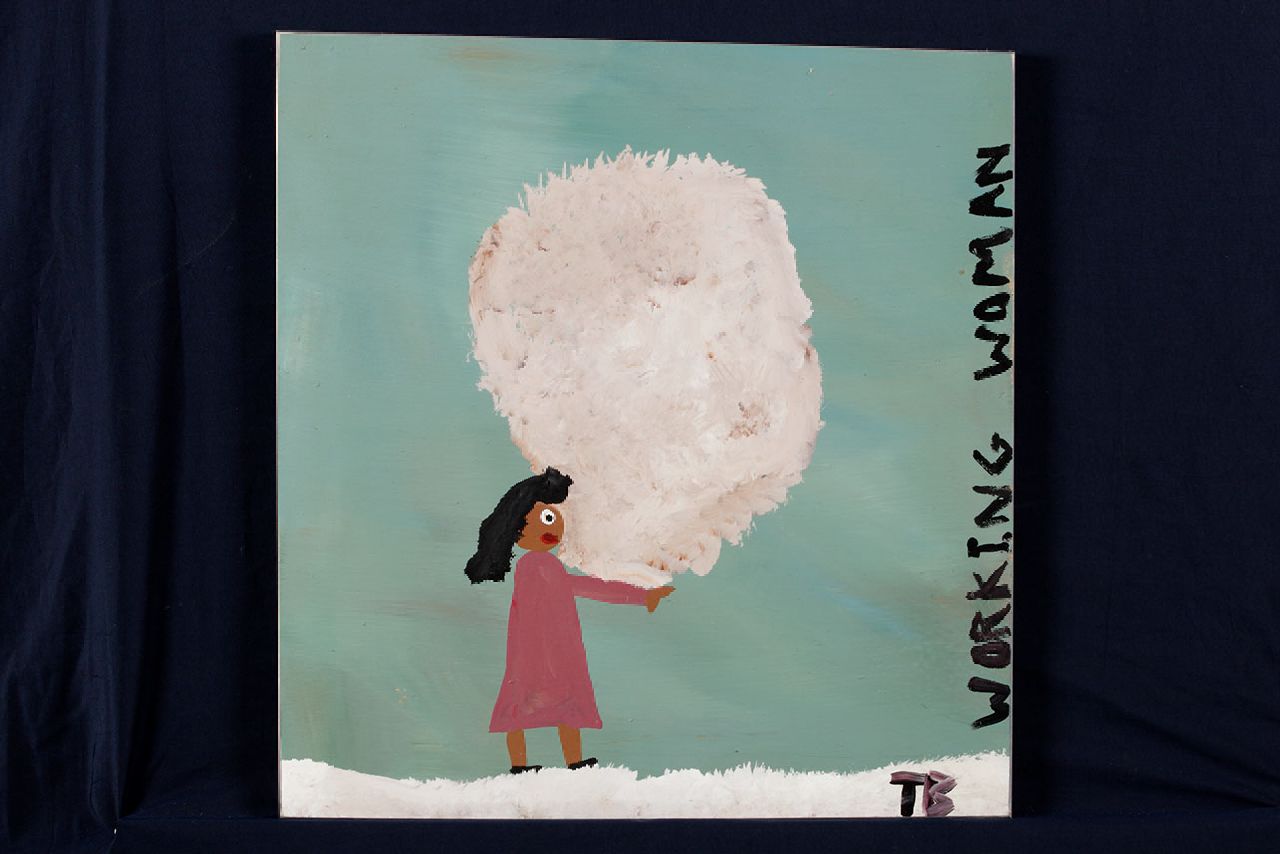 Brown T.  | Timothy 'Tim' Brown, Working woman, acryl op paneel 45,0 x 43,0 cm, gesigneerd rechtsonder met initialen