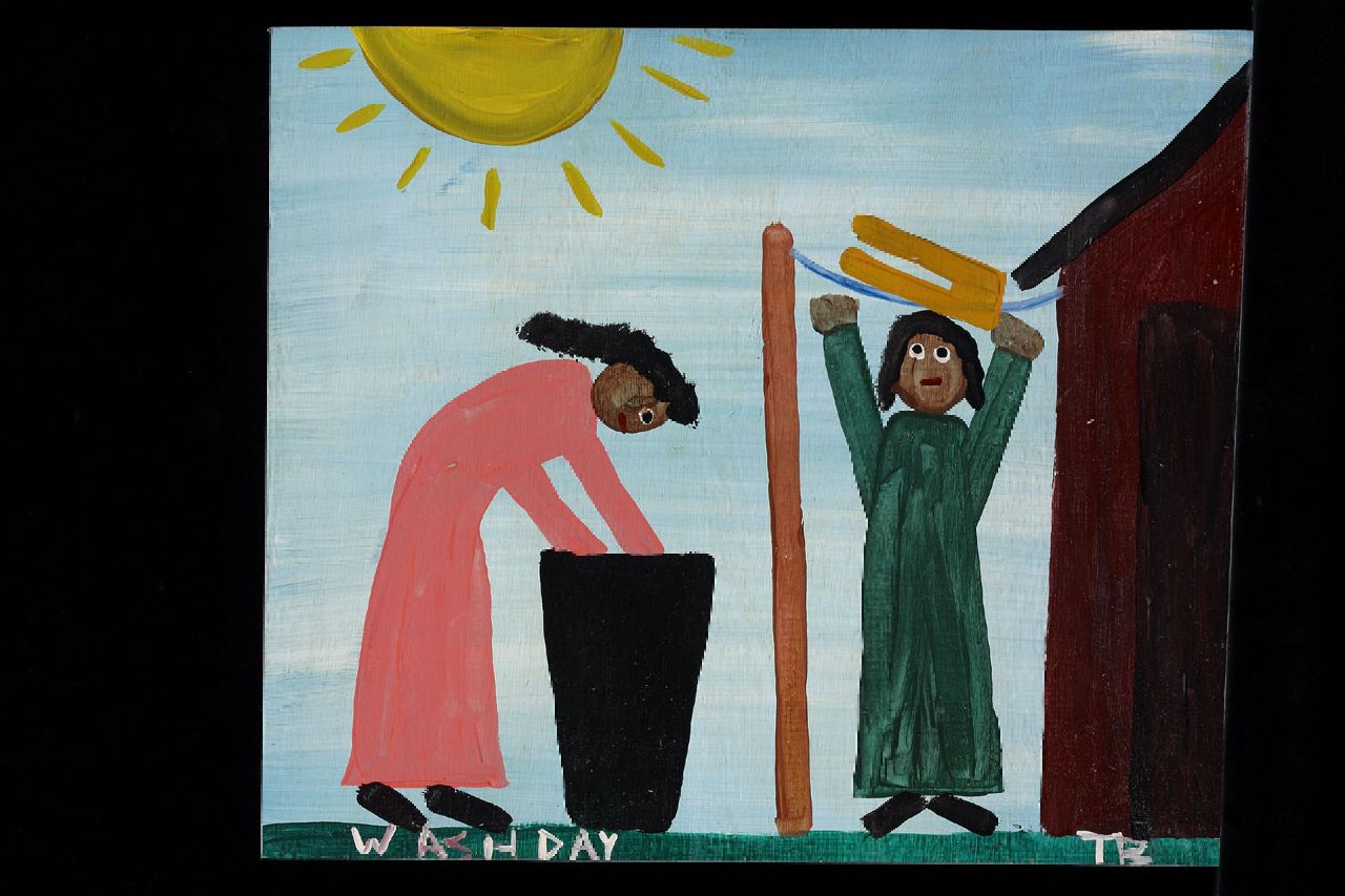 Brown T.  | Timothy 'Tim' Brown, Wash day, acryl op paneel 35,0 x 41,0 cm, gesigneerd rechtsonder met initialen