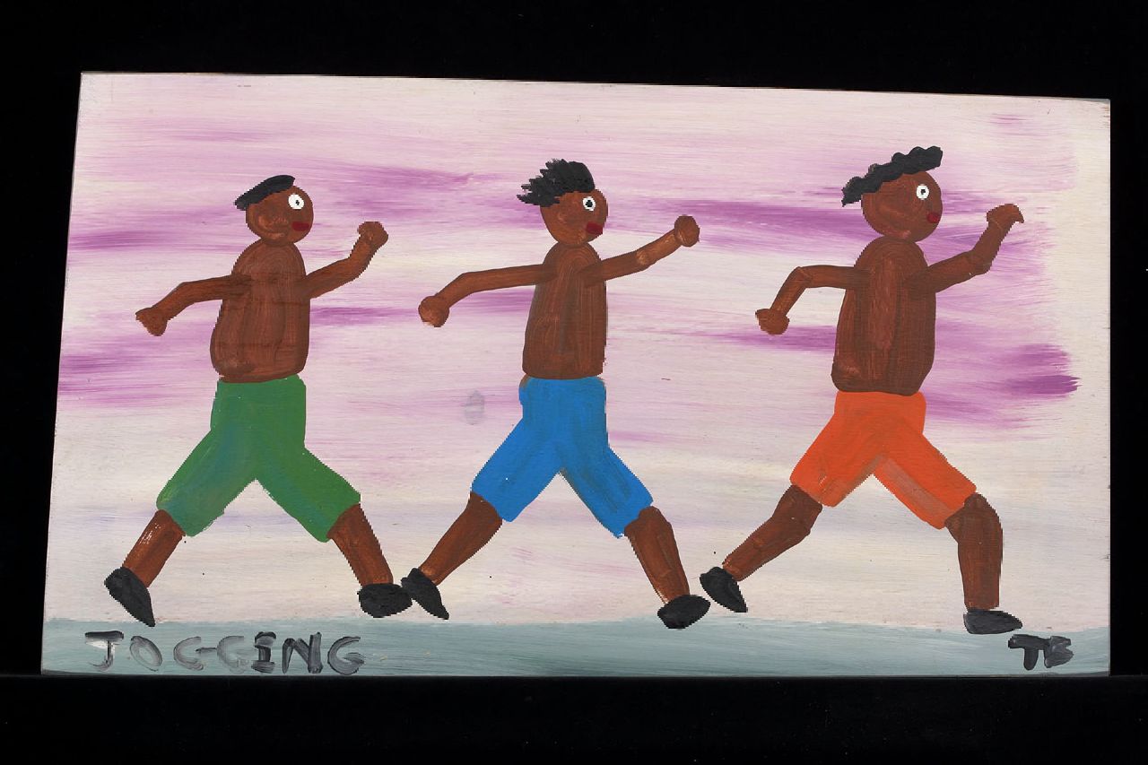 Brown T.  | Timothy 'Tim' Brown, Jogging, acryl op paneel 34,0 x 61,0 cm, gesigneerd rechtsonder met initialen