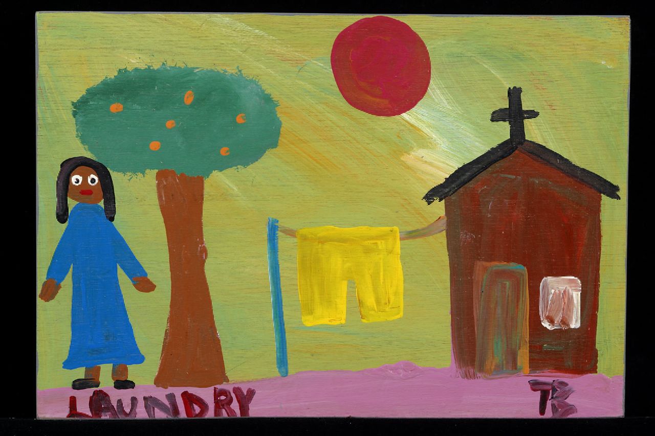 Brown T.  | Timothy 'Tim' Brown, Laundry, acryl op paneel 28,0 x 41,0 cm, gesigneerd rechtsonder met initialen