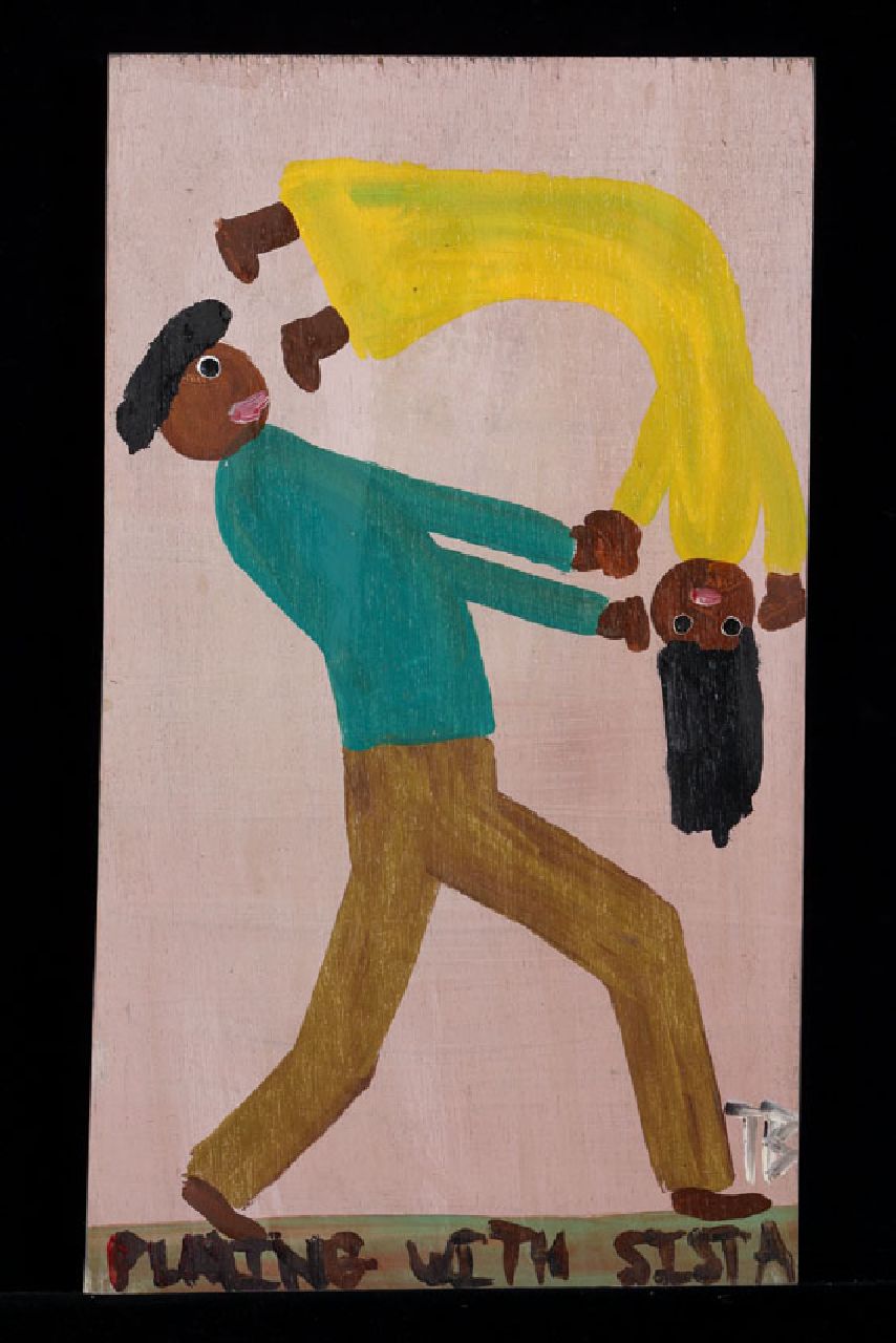 Brown T.  | Timothy 'Tim' Brown, Playing with sista, acryl op paneel 53,0 x 30,0 cm, gesigneerd rechtsonder met initialen