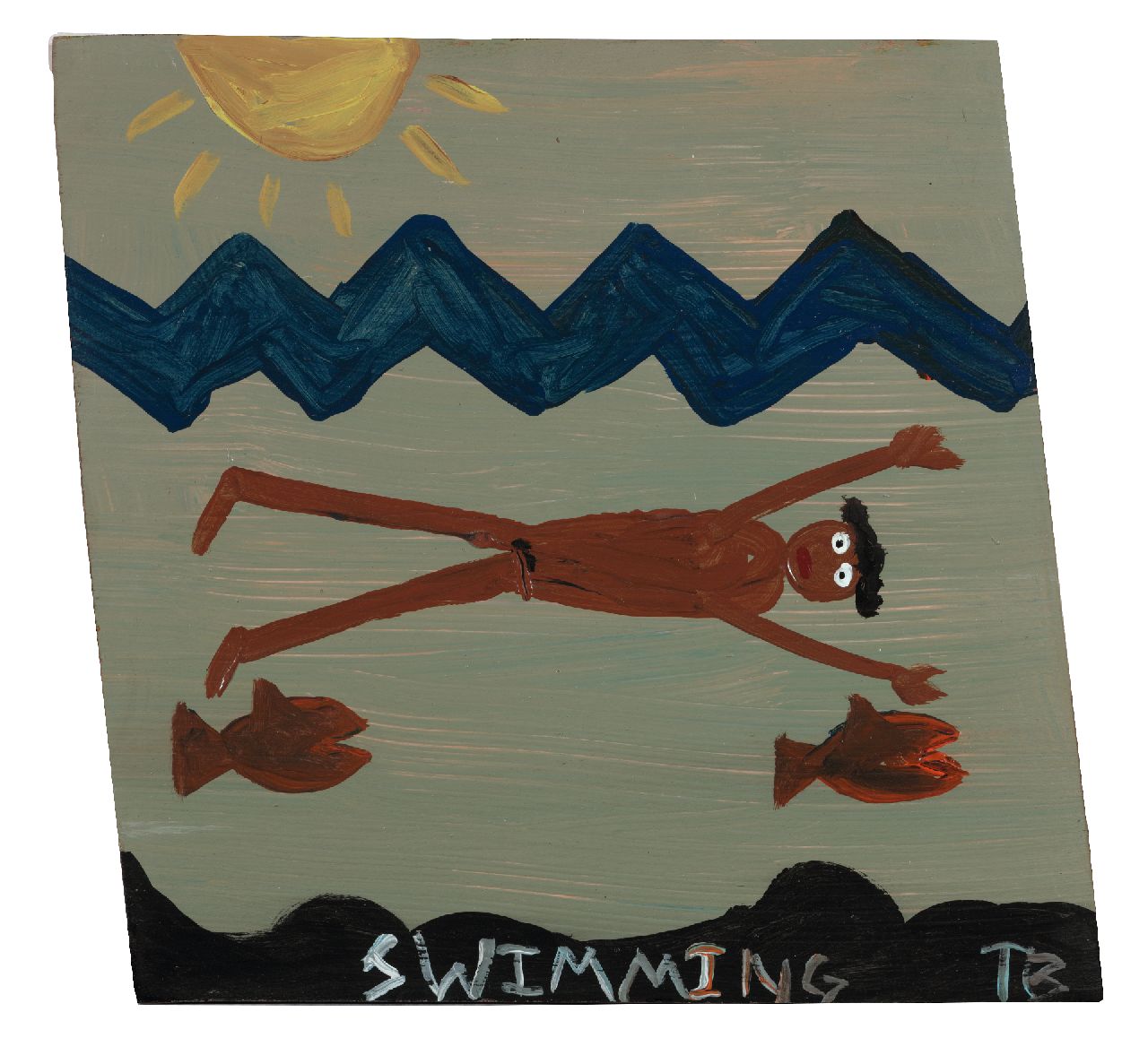 Brown T.  | Timothy 'Tim' Brown, Swimming, acryl op paneel 40,0 x 41,0 cm, gesigneerd rechtsonder met initialen