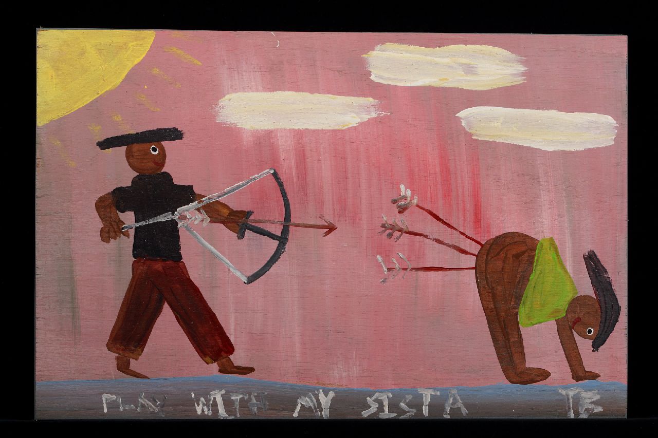 Brown T.  | Timothy 'Tim' Brown, Play with my sista, acryl op paneel 37,0 x 56,0 cm, gesigneerd rechtsonder met initialen