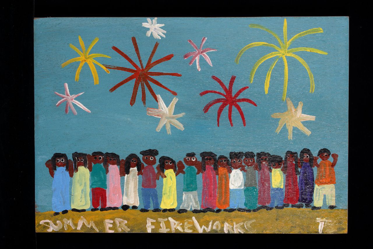 Brown T.  | Timothy 'Tim' Brown, Summer fireworks, acryl op paneel 38,0 x 56,0 cm, gesigneerd rechtsonder met initialen