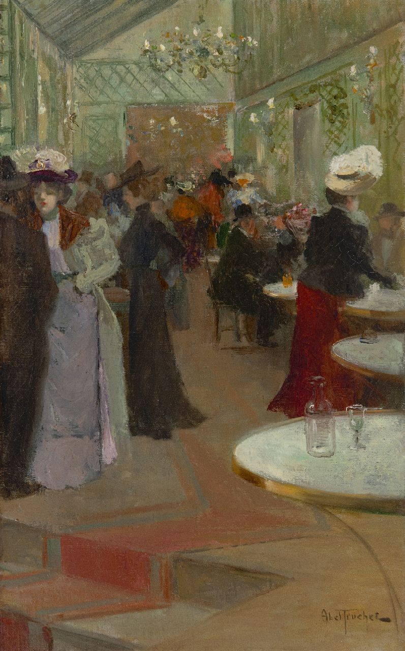 Abel-Truchet L.  | Louis Abel-Truchet | Schilderijen te koop aangeboden | Le soir au café, olieverf op doek 48,5 x 29,4 cm, gesigneerd rechtsonder en te dateren ca. 1905