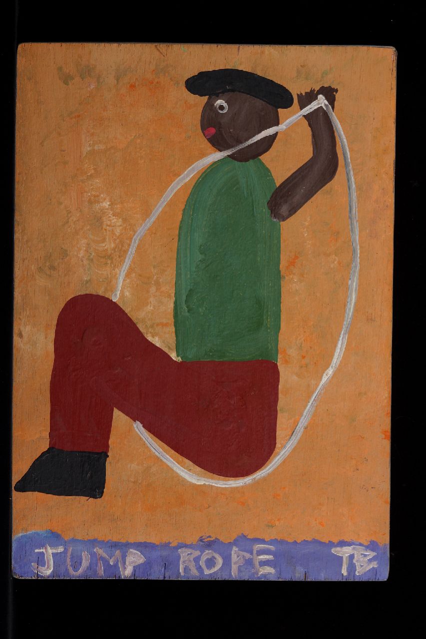 Brown T.  | Timothy 'Tim' Brown | Schilderijen te koop aangeboden | Jump rope, acryl op paneel 43,1 x 30,4 cm, gesigneerd rechtsonder met initialen