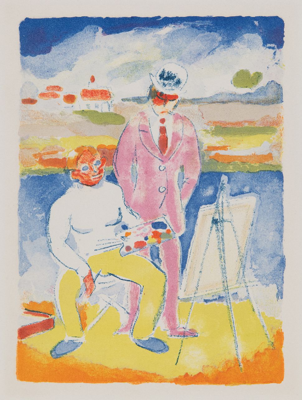 Dongen C.T.M. van | Cornelis Theodorus Maria 'Kees' van Dongen | Grafiek te koop aangeboden | Vlaminck et Derain à Chatou (illustratie uit Roland Dorgelès, 'Au Beau Temps de la Butte', 1949), litho 28,1 x 21,7 cm, te dateren ca. 1949