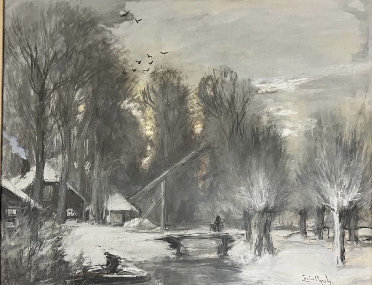 Apol L.F.H.  | Lodewijk Franciscus Hendrik 'Louis' Apol | Aquarellen en tekeningen te koop aangeboden | Besneeuwd landschap, gouache op papier 48,0 x 63,0 cm, gesigneerd rechtsonder