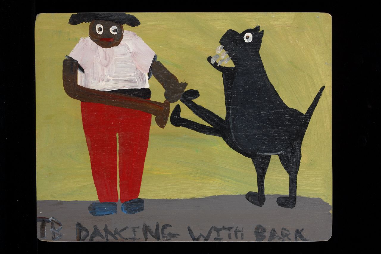 Brown T.  | Timothy 'Tim' Brown, Dancing with bark, acryl op paneel 35,2 x 45,3 cm, gesigneerd linksonder met initialen