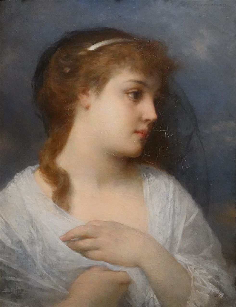 Edouard Hamman | Portret van een meisje, olieverf op doek, 56,0 x 43,0 cm, gesigneerd r.b.