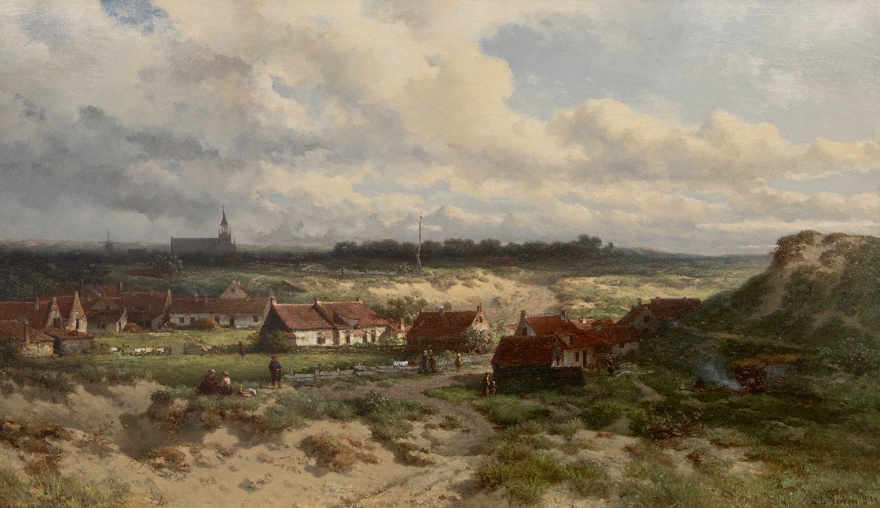 Verveer S.L.  | 'Salomon' Leonardus Verveer | Schilderijen te koop aangeboden | Oud Scheveningen gezien vanaf een duintop, olieverf op doek 65,5 x 112,4 cm, gesigneerd rechtsonder en gedateerd '69
