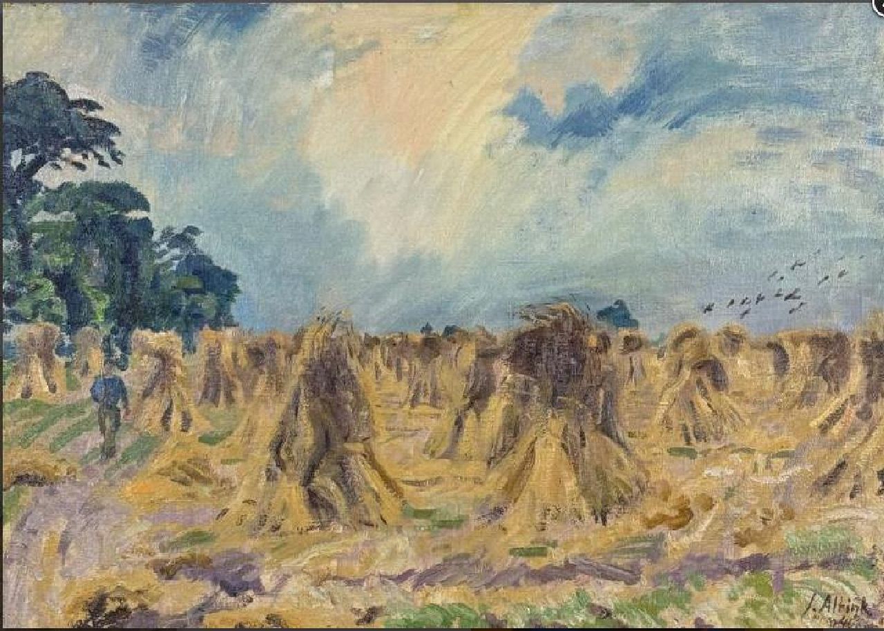 Altink J.  | Jan Altink | Schilderijen te koop aangeboden | Oogstlandschap, olieverf op doek 50,0 x 70,0 cm, gesigneerd rechtsonder en gedateed '41