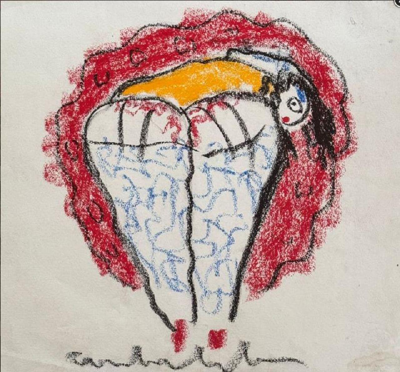 Heyboer A.  | Anton Heyboer | Aquarellen en tekeningen te koop aangeboden | Danseres, krijt op papier 35,0 x 35,0 cm, gesigneerd middenonder