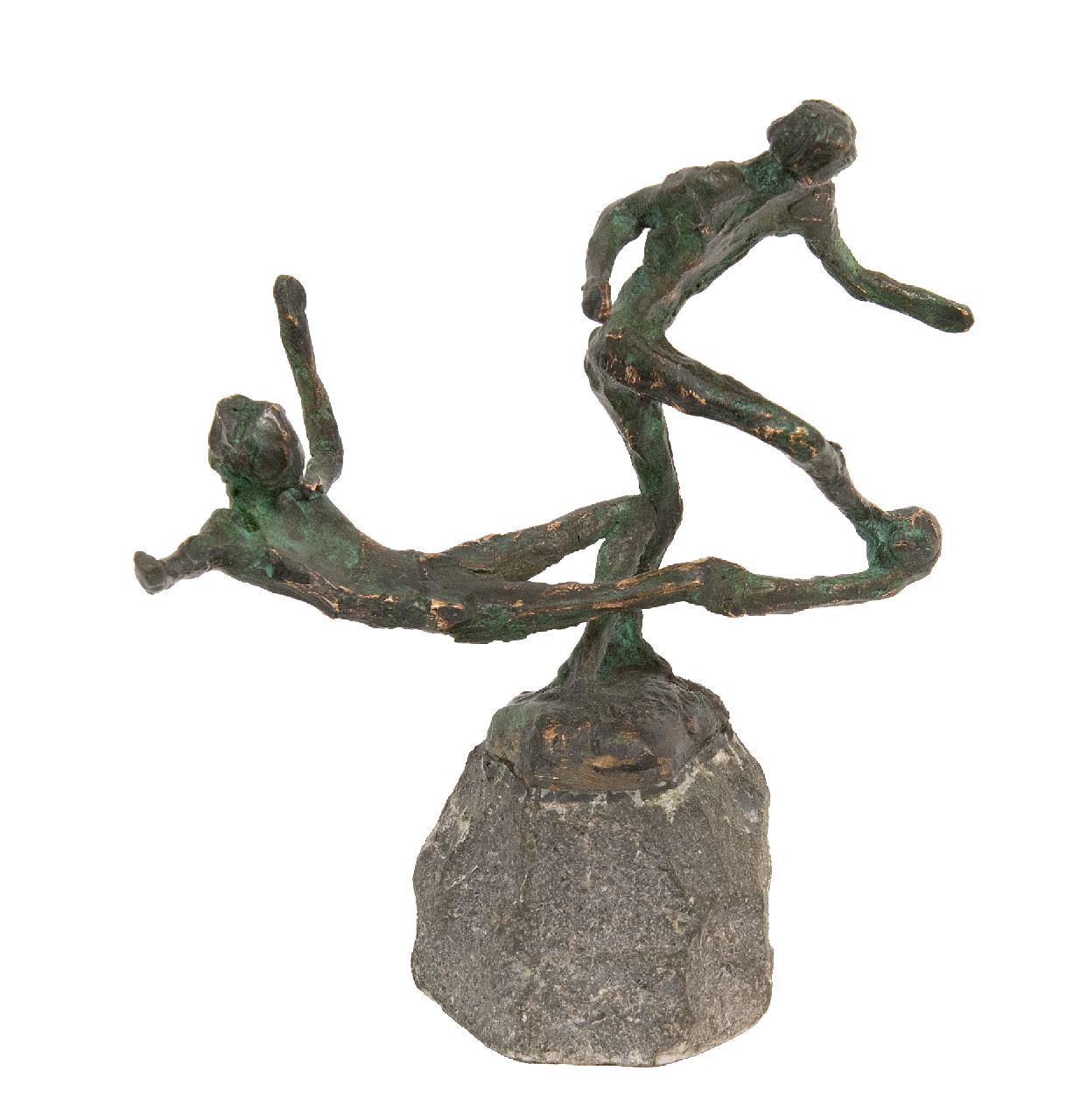 Bakker W.F.  | Willem Frederik 'Jits' Bakker | Beelden en objecten te koop aangeboden | Sliding (Johan Cruijff), brons 15,5 x 14,0 cm, gesigneerd op basis