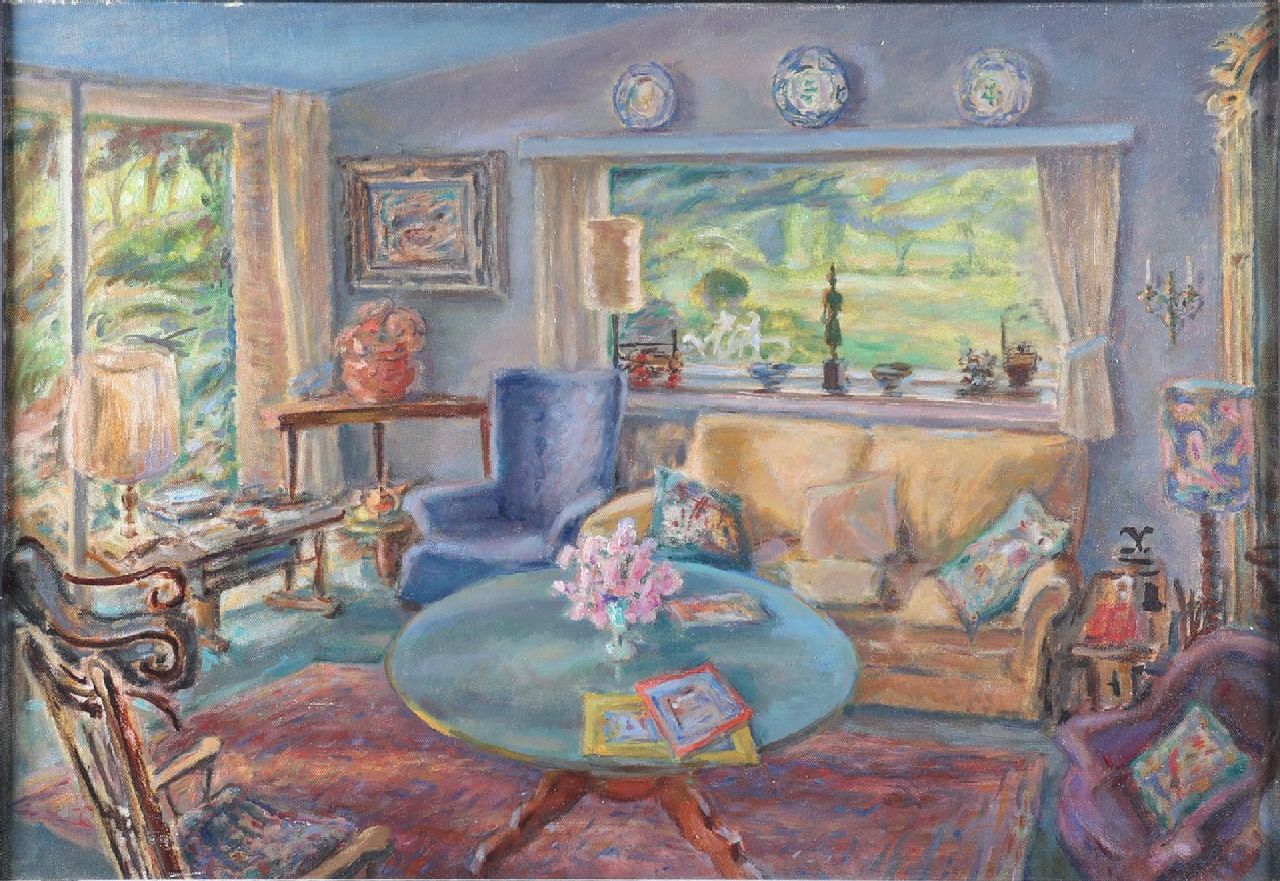 Sluijters jr. J.  | Jan Sluijters jr. | Schilderijen te koop aangeboden | Interieur van de kunstenaar, olieverf op doek 45,1 x 65,1 cm Sluijters jr. J.  | Jan Sluijters jr. | Schilderijen te koop aangeboden | Interieur van de kunstenaar, olieverf op doek 45,1 x 65,1 cm