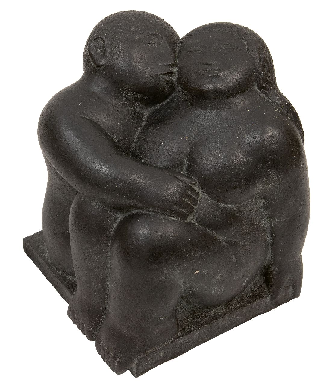 Meefout J.P.W.  | Johannes Petrus Wilhelmus 'Jan' Meefout | Beelden en objecten te koop aangeboden | Echtpaar, brons 33,5 x 27,0 cm, op achterzijde basis gedateerd 1975 Meefout J.P.W.  | Johannes Petrus Wilhelmus 'Jan' Meefout | Beelden en objecten te koop aangeboden | Echtpaar, brons 33,5 x 27,0 cm, op achterzijde basis gedateerd 1975