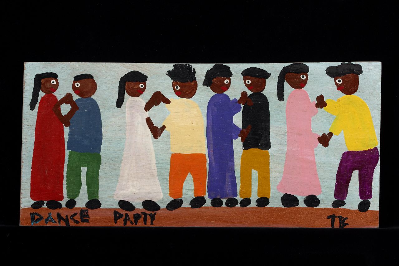 Brown T.  | Timothy 'Tim' Brown, Dance party, acryl op paneel 26,2 x 55,7 cm, gesigneerd rechtsonder met initialen