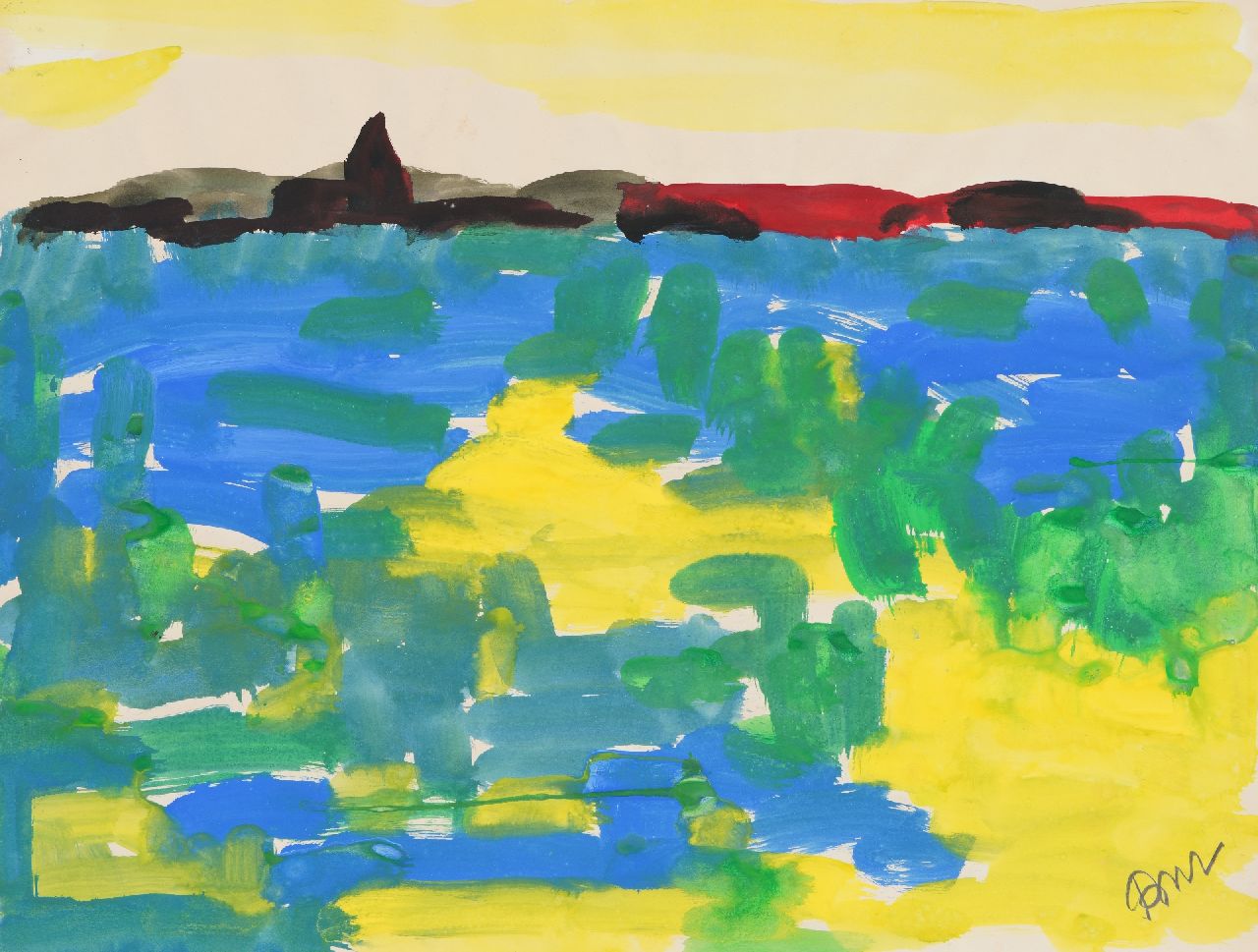 Benner G.  | Gerrit Benner, Landschap, gouache op papier 49,8 x 65,0 cm, gesigneerd rechtsonder