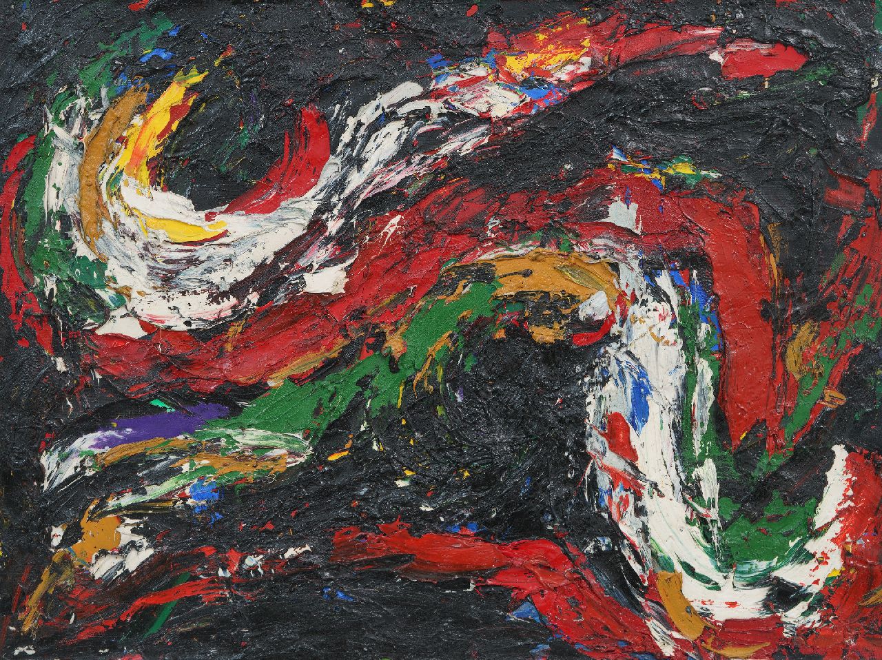 Romijn G.A.M.  | Gustavus Adrianus Maria 'Gust' Romijn | Schilderijen te koop aangeboden | Komposition, olieverf op doek 60,5 x 79,8 cm, gesigneerd verso en verso gedateerd '58