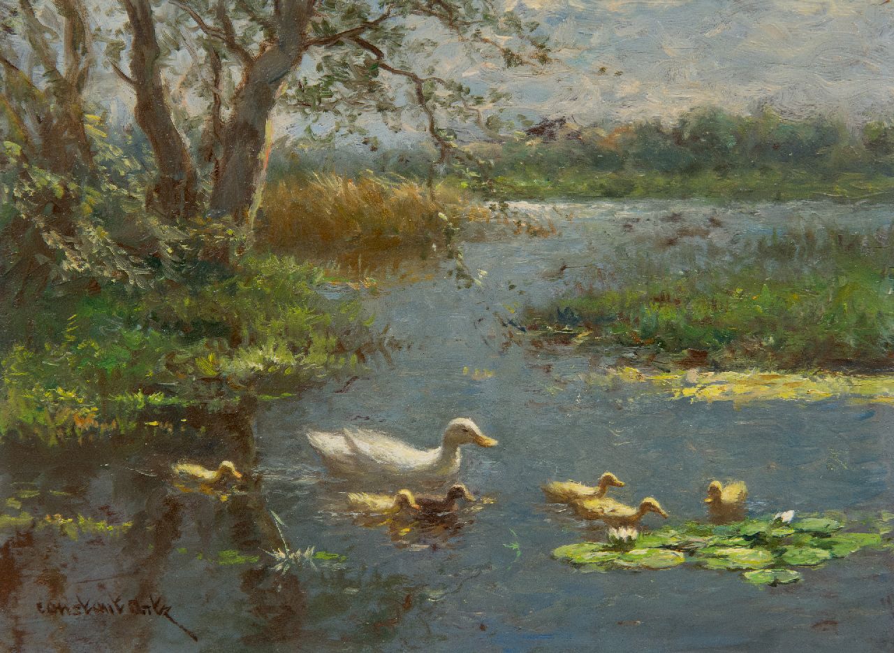 Artz C.D.L.  | 'Constant' David Ludovic Artz, Eendenfamilie in het water, olieverf op paneel 18,2 x 24,1 cm, gesigneerd linksonder