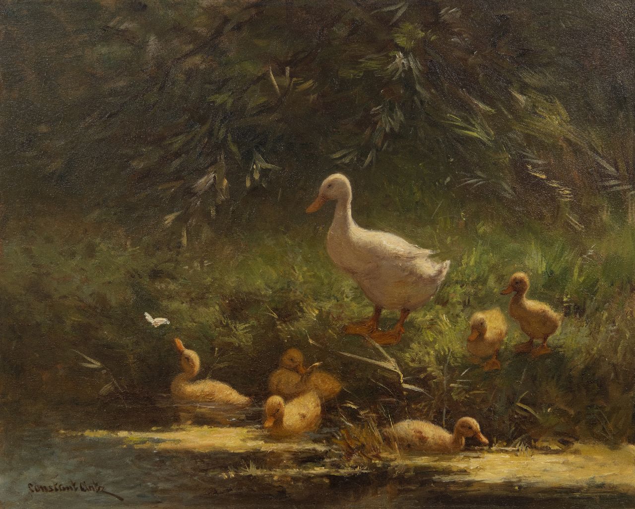 Artz C.D.L.  | 'Constant' David Ludovic Artz | Schilderijen te koop aangeboden | Leren zwemmen, olieverf op paneel 40,1 x 50,0 cm, gesigneerd linksonder