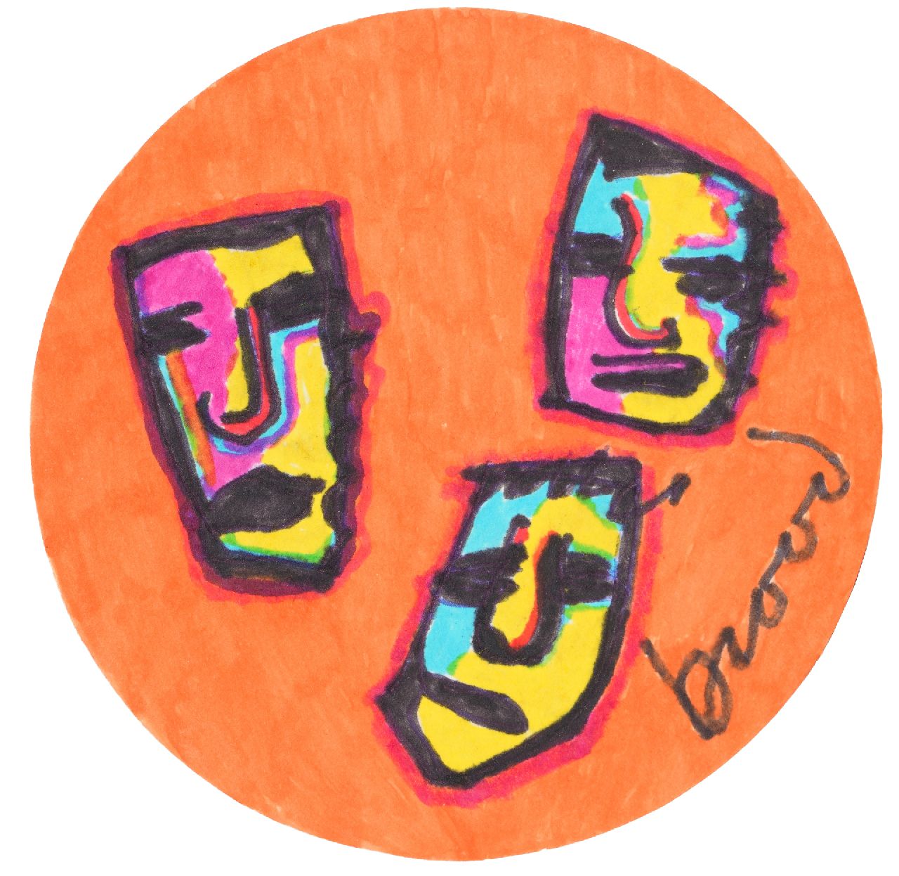 Brood H.  | Herman Brood |  te koop aangeboden | Bierviltje (27732), gesigneerd rechtsonder