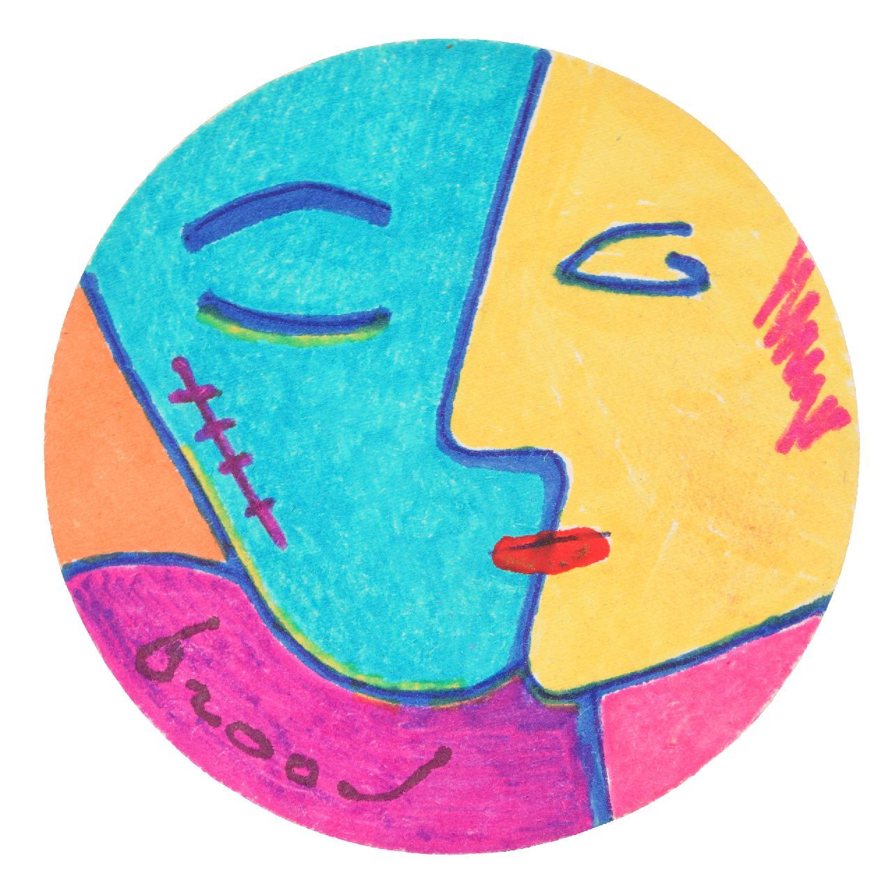 Brood H.  | Herman Brood |  te koop aangeboden | Bierviltje (27734), gesigneerd linksonder