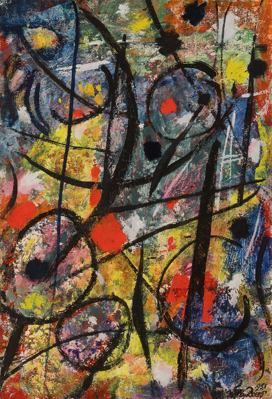 Boers W.H.F.  | 'Willy' Herman Friederich Boers | Aquarellen en tekeningen te koop aangeboden | Zonder titel, gouache op papier 54,0 x 36,5 cm, gesigneerd rechtsonder en gedateerd 1951