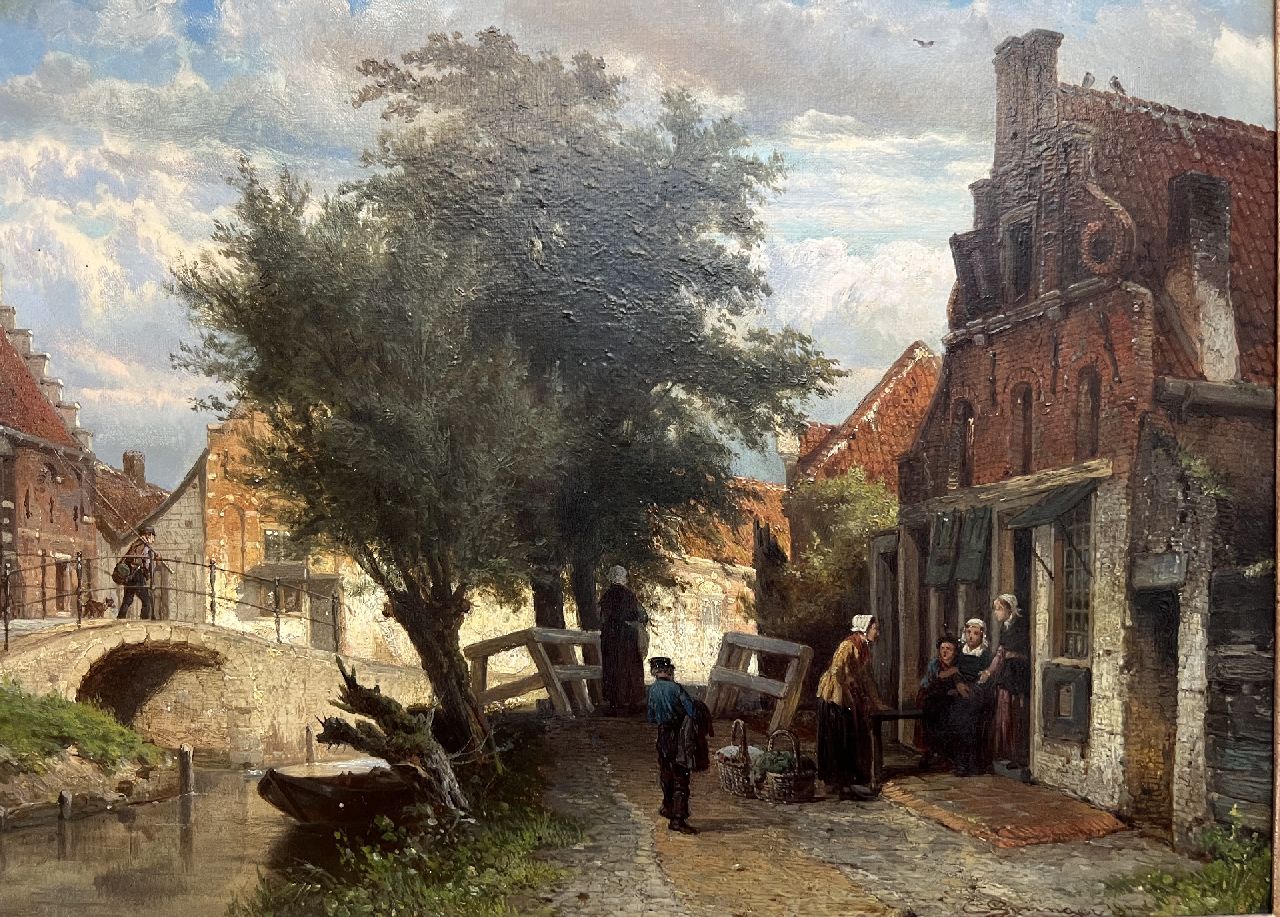 Springer C.  | Cornelis Springer | Schilderijen te koop aangeboden | Gezicht op Enkhuizen in de zomer, olieverf op paneel 31,0 x 40,8 cm, gesigneerd rechtsonder en gedateerd 1873