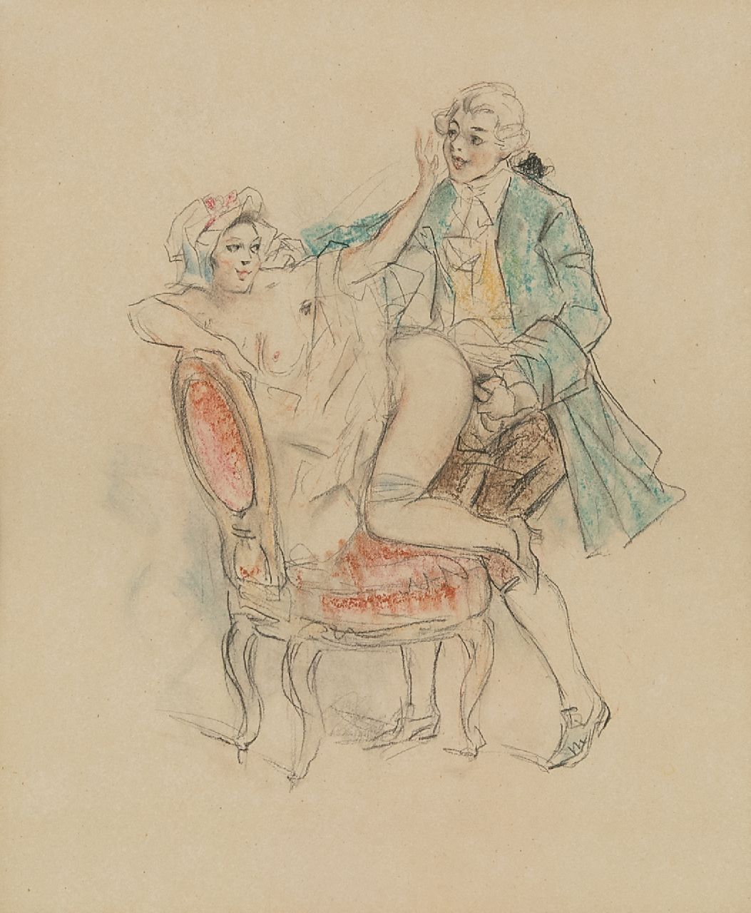 Poulton T.L.  | Thomas Leycester 'Tom' Poulton, Tu te trompes brigand! / Je vergist je schurk!, kleurpotlood op papier 21,5 x 18,0 cm