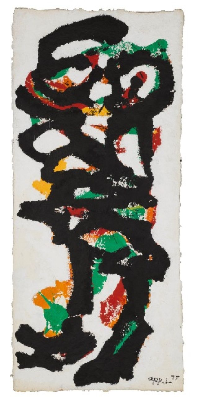 Appel C.K.  | Christiaan 'Karel' Appel | Schilderijen te koop aangeboden | Drac, acryl op papier 176,5 x 76,7 cm, gesigneerd rechtsonder en gedateerd '77