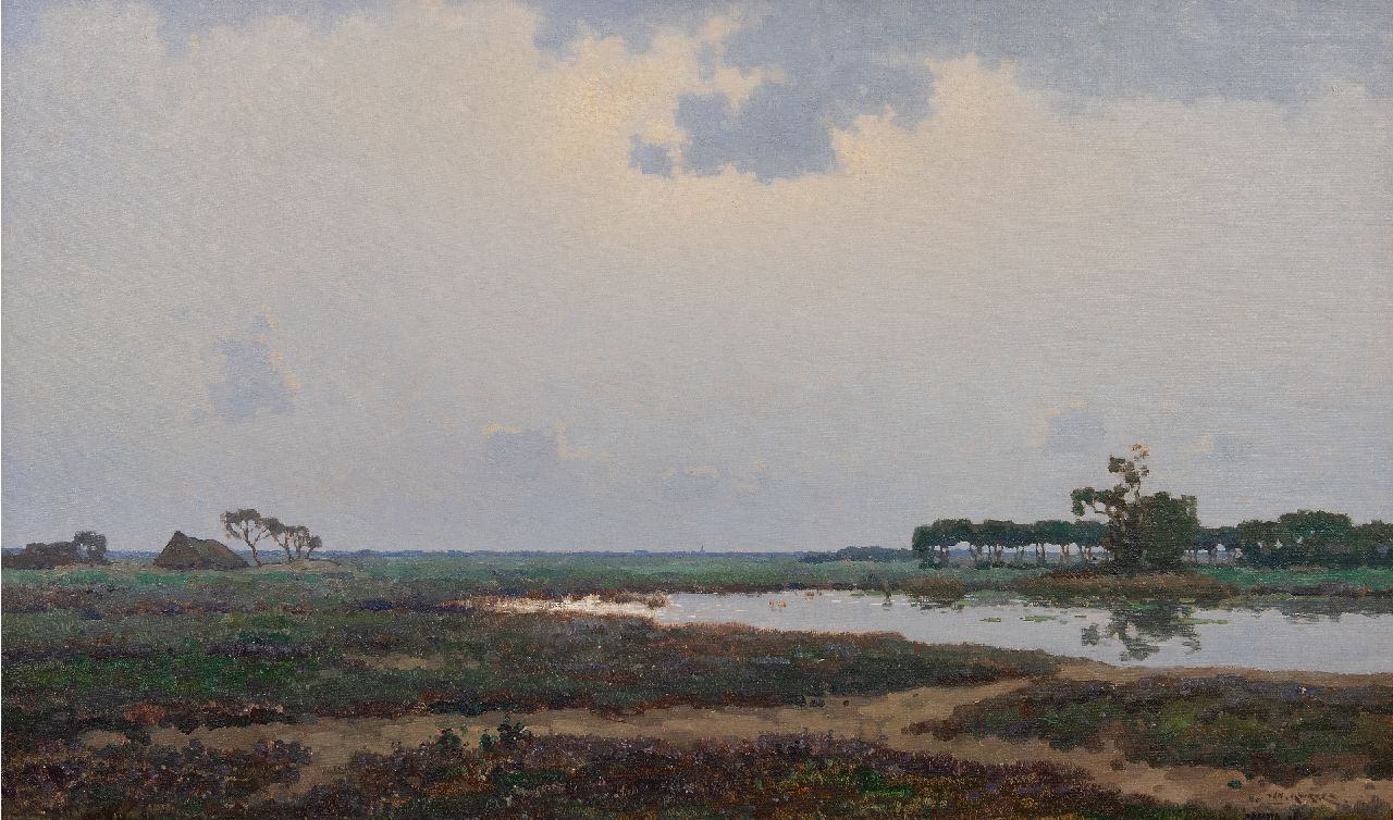 Knikker sr. J.S.  | 'Jan' Simon Knikker sr. | Schilderijen te koop aangeboden | Ven in weids Hollands landschap, olieverf op doek 60,4 x 100,2 cm, gesigneerd rechtsonder