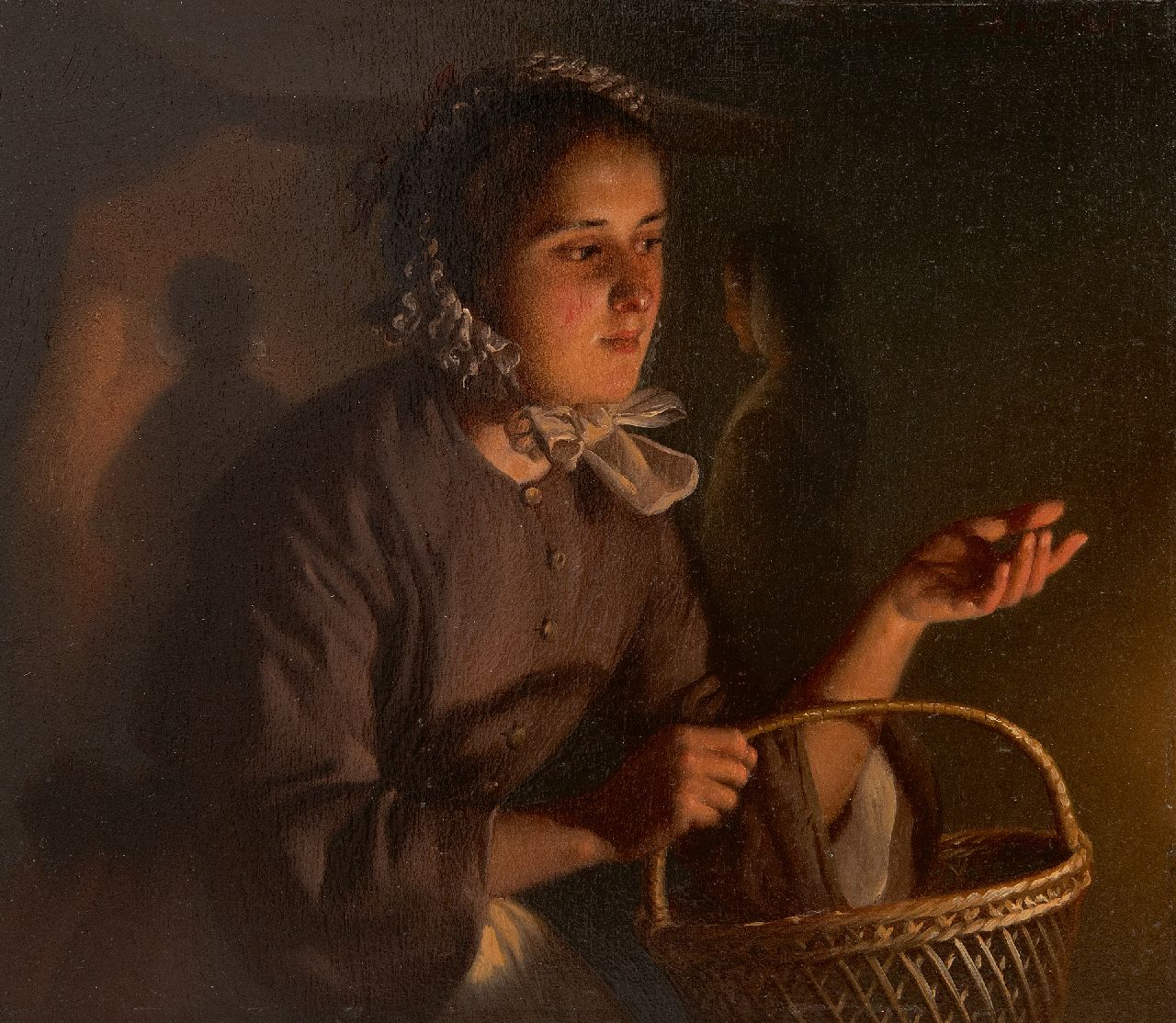 Schendel P. van | Petrus van Schendel | Schilderijen te koop aangeboden | Op de avondmarkt bij kaarslicht, olieverf op paneel 17,5 x 20,0 cm, gesigneerd rechtsboven en te dateren ca. 1862